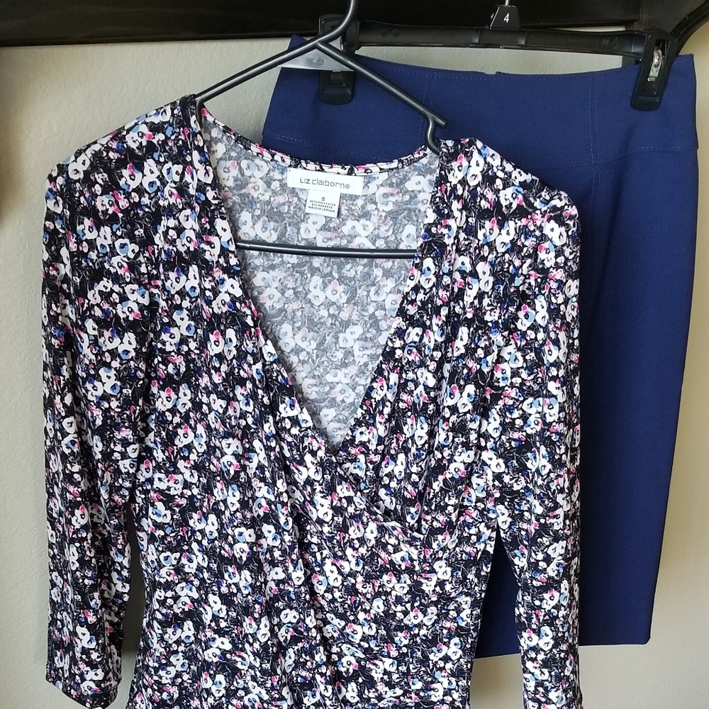 Liz Claiborne Faux Wrap Blouse (work set)